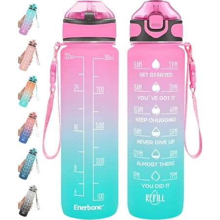 

32 oz Drinking Water Bottle with Times to Drink and Straw Motivational with Carrying Strap Leakproof BPA & Toxic Free Ensure You Drink Enough Water for Fitness Gym Outdoor