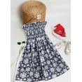 thumbnail image 5 of LA LEELA Women's Beach A line Slit Mini Dress Ruched Tube Top Evening Short Strapless Casual Christmas Tree Dress for Women L-XL Grey Snowflakes, 5 of 5