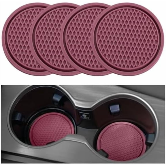 Car Cup Coaster, 4PCS Universal Non-Slip Cup Holders Embedded in Ornaments Coaster, Car Interior Accessories, Purple Glow