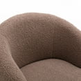 thumbnail image 5 of PORKISS Swivel Accent Chair, Armchair with Teddy Fabric, Barrel Chair with Black Powder Coating Metal Ring for Living Room, Bedroom, Coffee Brown, 5 of 8