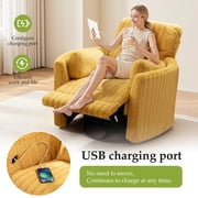 FelixKing Electric Swivel Rocker Recliner Chair, 90°-160° Power Reclining Nursery Glider with USB & Type-C Ports, 350lbs Plush Teddy Motion Sofa, Yellow