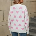 thumbnail image 4 of Wancir Women Heart Print Sweater Romantic Oversized Knitted Shirt Valentine's Day Love Graphic Long Sleeve Pullover Top, 4 of 9