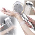 thumbnail image 2 of SHIQI-Filtered Shower Head with Handheld, High Pressure 5 Spray Modes Showerhead with Filter, Power Wash for Hard Water, Showerhead with ON/OFF - Double Sided Flush Shower Head, 2 of 4