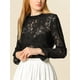 thumbnail image 2 of Blusa Floral Allegra K Cuello Volantes Encaje Ganchillo Negro T M, 2 of 6
