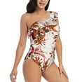 thumbnail image 3 of Pofeuu Lilies Flowers Print Women's One Piece Swimsuits One Shoulder Swimwear Asymmetric Ruffle Monokinis Bathing Suits-Small, 3 of 6