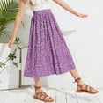 thumbnail image 2 of mgoYE Girls Floral Maxi Skirt Boho Flowy A-Line Summer Midi Skirt with Elastic Waist Size 11-12 Years Purple, 2 of 7