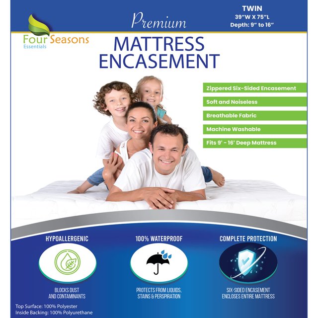 Twin Size Zippered Bed Bug Mattress Protector Waterproof Encasement Hypoallergenic Premium Bedbug Cover