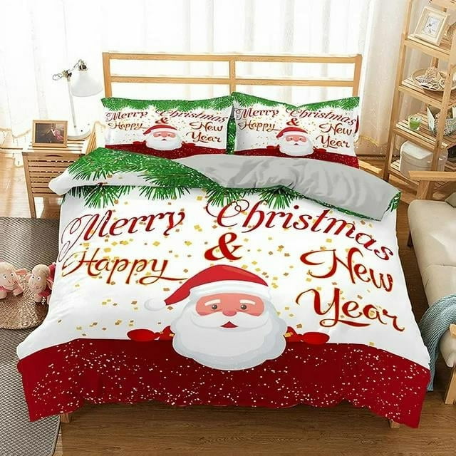 Christmas Series 3D Digital Printing Three-Piece Set 259*228cm Bedding