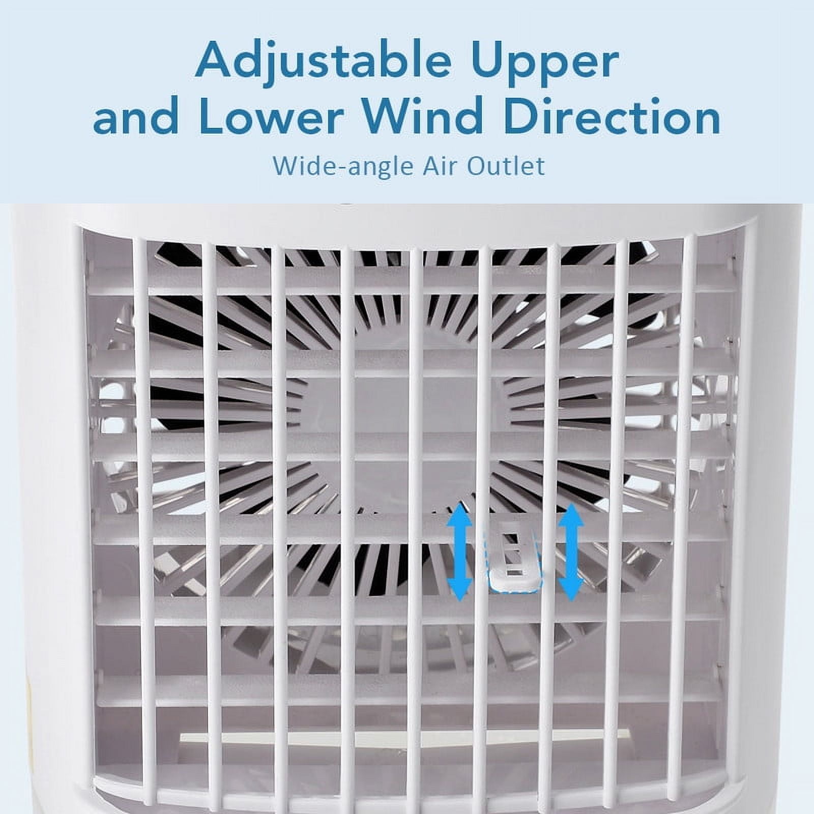 HailiCare Mini Portable Air Conditioner, 6-in-1 Evaporative Coolers with Mist Sprayer Function,Air Cooler with 4 Speeds and 7 Color LED Light for Home Bedroom Office