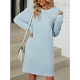 thumbnail image 6 of Gustave Long Sleeve Sweater Dress for Women Casual Crew Neck Knit Midi Dresses Striped Textured Tunic Pullover Dresses Loose Fit, 6 of 8