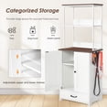 thumbnail image 2 of White Pet Feeding Station with Storage Cabinet, 2 Feeding Bowls and Adjustable Baffle Panel for Dog Cat, 2 of 12