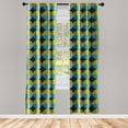 thumbnail image 3 of Ambesonne Abstract Curtains, Retro Rounds Illustration, Pair of 28"x95", Multicolor, 3 of 5
