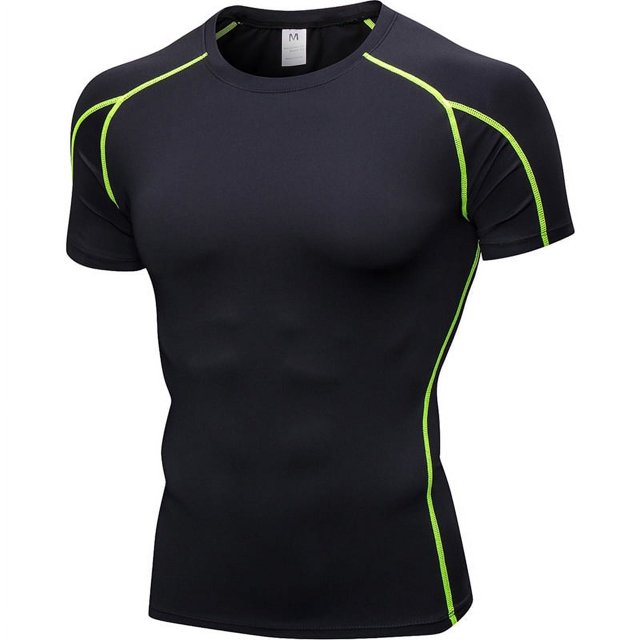 Ropa deportiva ajustada de manga corta para hombre, ropa de entrenamiento para correr, ropa elástica de secado rápido, camiseta de manga corta