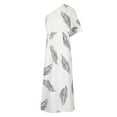 thumbnail image 4 of VKEKIEO Dresses That Hide Belly Fat Sun Dress One Shoulder Short Sleeve Printed White M, 4 of 8