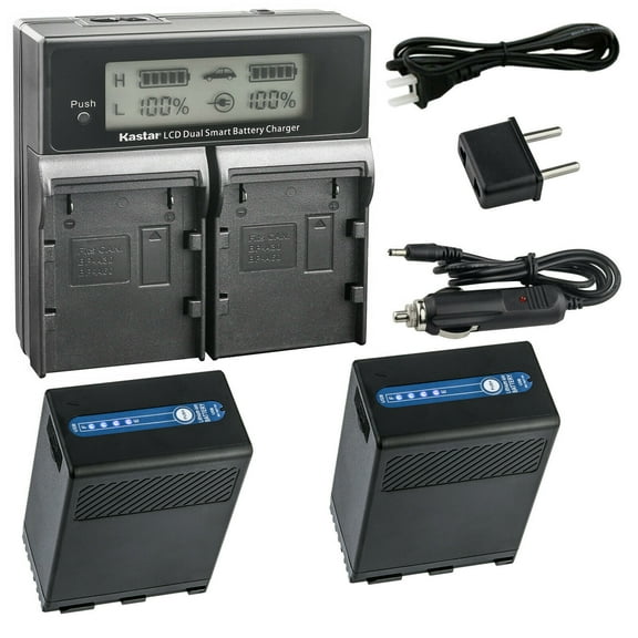 Kastar 2-Pack BP-A68 Multifunction Battery and AC LCD Dual Fast Charger Compatible with Canon BP-A Series BP-A30 BP-A60 BP-A65 BP-A68 BP-A90 US 0870C002 Battery, Canon CG-A10 CG-A20 Charger