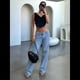 thumbnail image 4 of Pantalones Vaqueros de Pierna para Mujer, Tiro Bajo, Holgados, de Pierna Recta, Estilo Boyfriend, Vaqueros Casuales Sueltos, Estilo Chica Y2K Azul S, 4 of 9