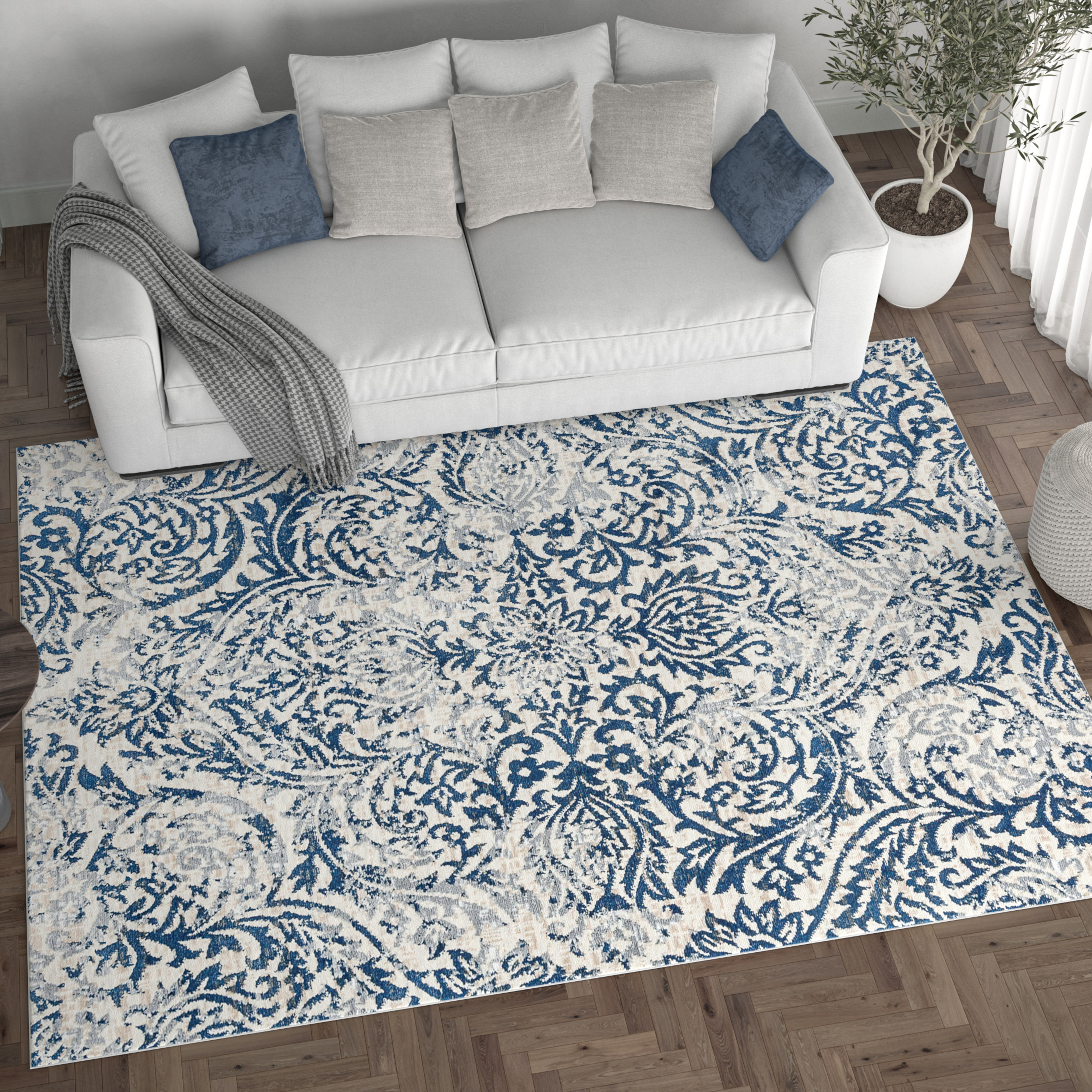 Madison Traditional 5' x 7' Cream Polypropylene Indoor Area Rug