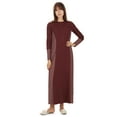 thumbnail image 3 of MeMoi Women's Modest Henley-Style Full-Length Ribbed Nightgown - Womens - Female, L, Wine, 3 of 3