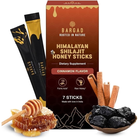 BARGAD Pure Himalayan Shilajit Sticks with Organic Honey & Cinnamon (7 Count) | Easy Single Use Shilajit Sticks | Boosts Energy & Immunity with 85+ Trace Minerals, 75%+ Fulvic Acid