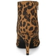 thumbnail image 2 of BLISSFUL STEP Women's Pointed Toe Zipper Stiletto Heels Ankle Boots Leopard 7, 2 of 8