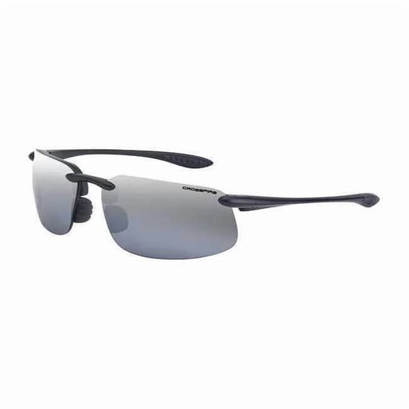 ES4, Safety Glasses, Anti-Scratch, Gray Mirror Lens, Black Frame, Half-Frame