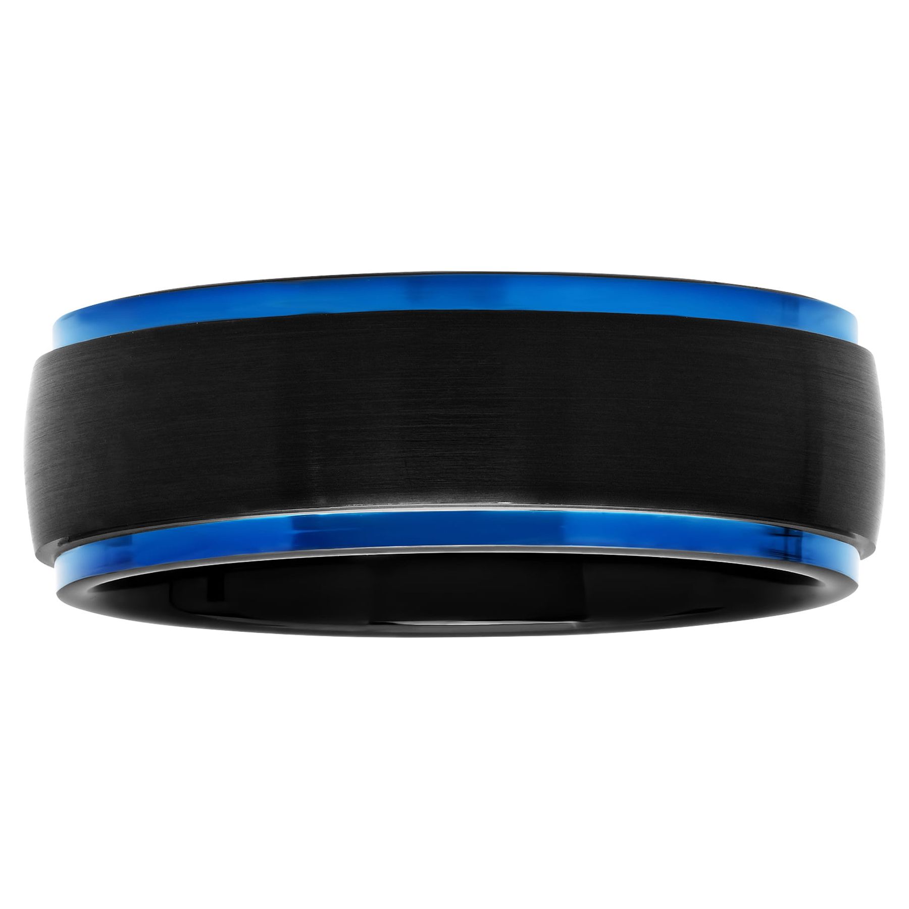 Brilliance Fine Jewelry Men's Black & Blue Tungsten Wedding Band