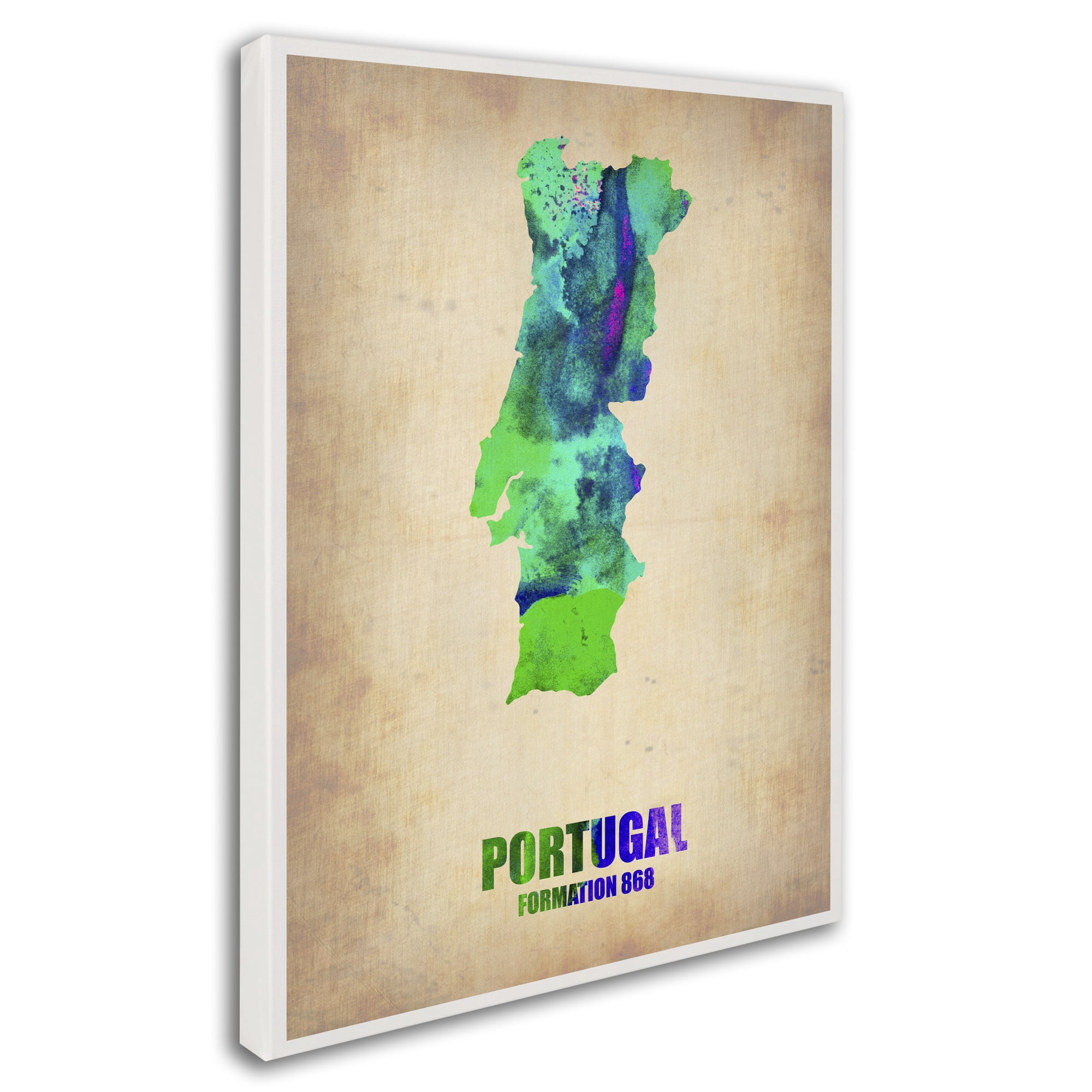 Trademark Fine Art "Portugal Watercolor Map" Canvas Art by Naxart