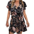 thumbnail image 2 of SMihono Robe Bohème d'Été pour Femmes Grande Taille Mode d'Été pour Femmes Décontractée à Col Rond Imprimée Sans Manches à Empiècements, 2 of 7