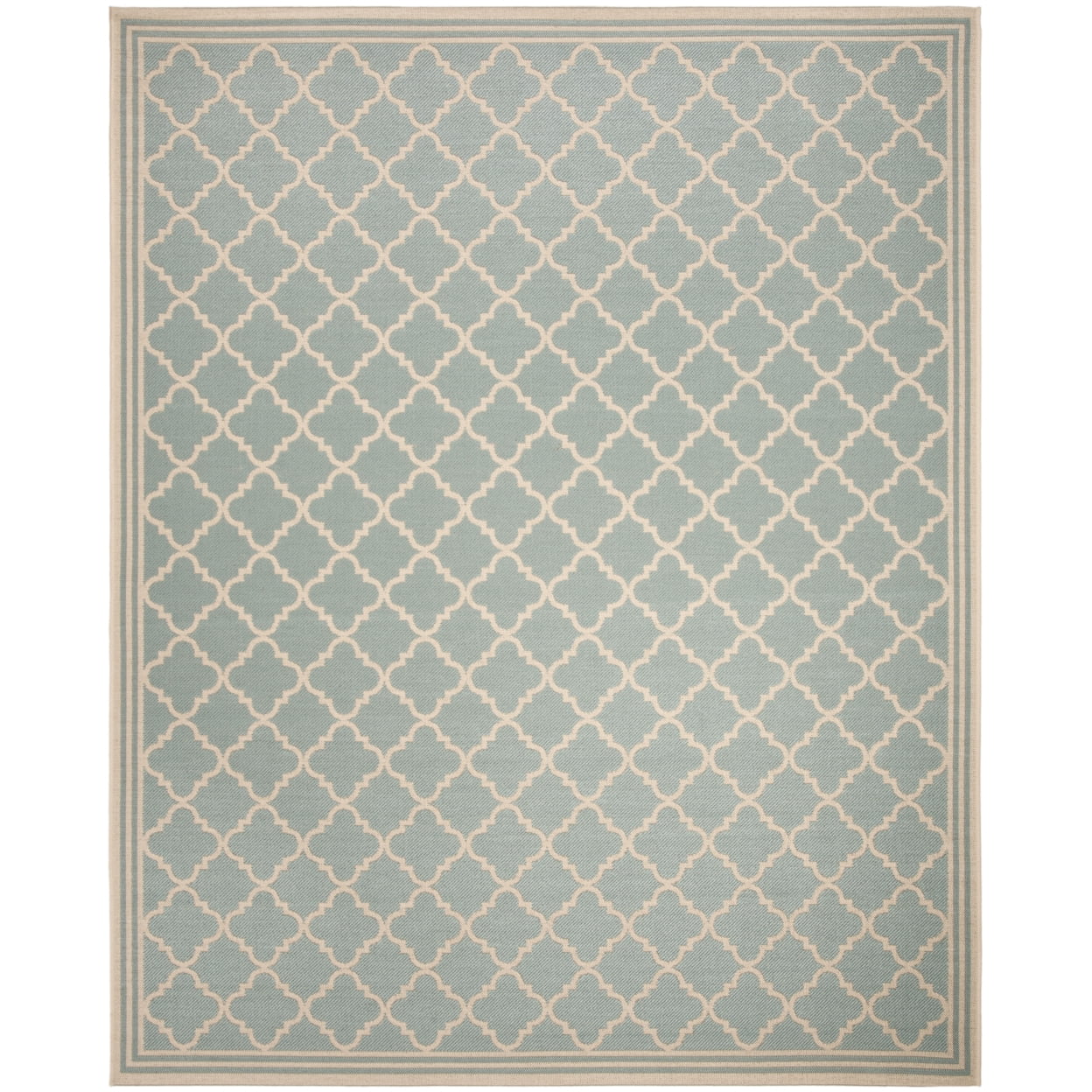 SAFAVIEH Beach House Nima Trellis Indoor/Outdoor Area Rug Aqua/Cream, 6'7" x 6'7" Round