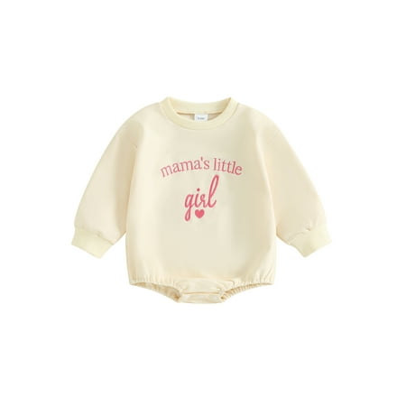 

Baby Girls Long Sleeve Letter Embroidery Casual Sweatshirt Romper