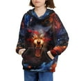 thumbnail image 3 of Xoenoiee Hooded Sweater for Kids Long Sleeve Hoodies Pull-Over Sweater Fall Winter Clothing with Front Kangaroo Pocket for Workout Travel, Galaxy Wolf Pattern, L, 3 of 7