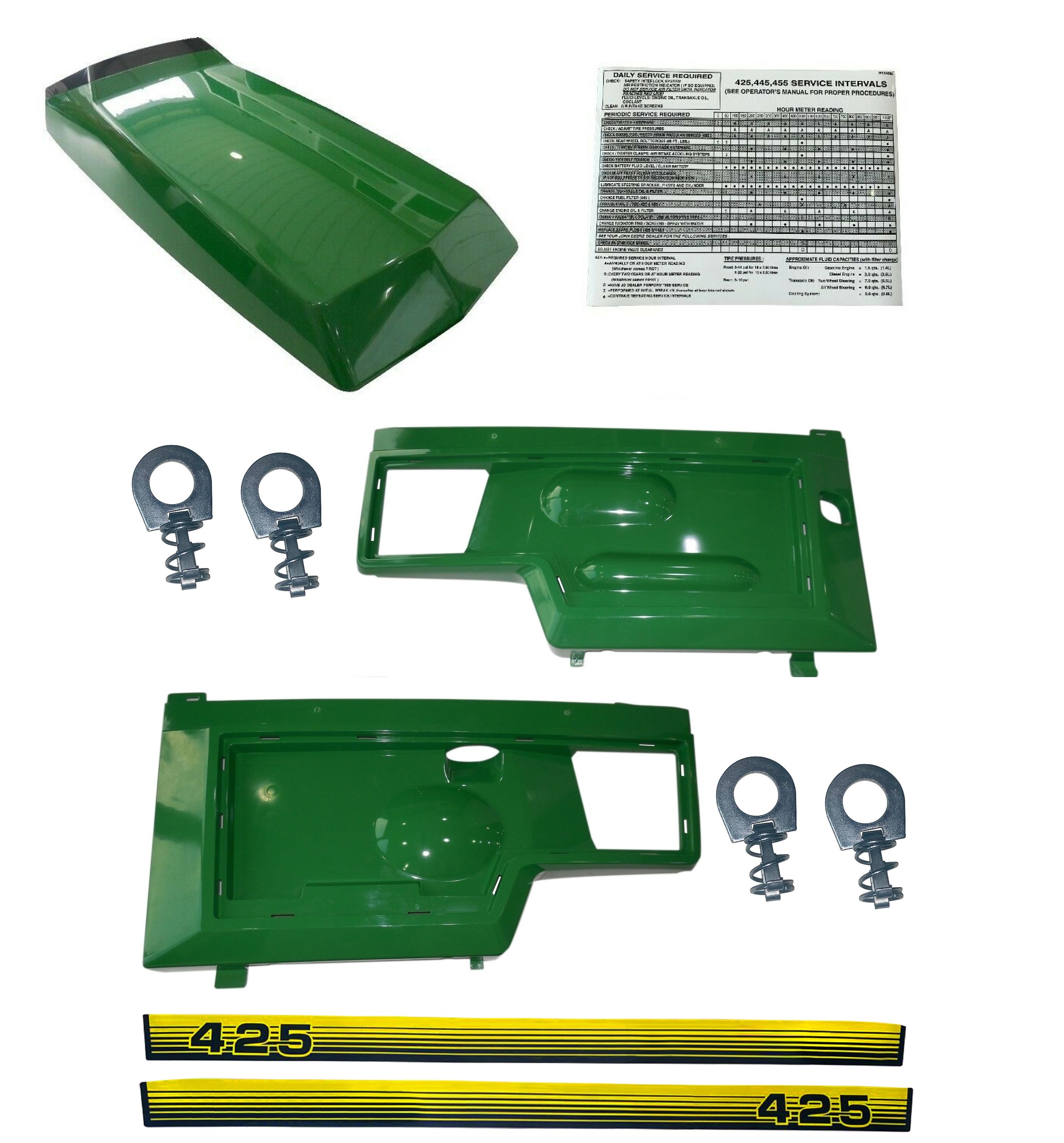 Kumar Bros USA Hood & Side Panels Kit For John Deere 425 445 455 Lawn Tractors - Includes Grille