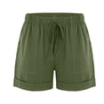 thumbnail image 4 of Laonim Women's Solid Color Cotton and Linen Pocket Tie High Waist Casual Shorts, 4 of 8