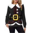 thumbnail image 2 of Qiopertar Mode Femmes Imprimé Col Rond Pull Tops Manches Longues Blouse Confortable Chandail en Molleton Offres de la Semaine Liquidation Moins de 5$ jusqu'à 90 % de Réduction, 2 of 3