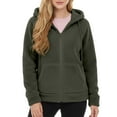 thumbnail image 4 of HNMKIU Full Zip Hooded Sweatshirt with Front Pockets Soft Warm Winter Pullover Casual Comfort Outerwear Zip Up Hoodie Army Green,L, 4 of 5