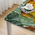 thumbnail image 5 of HAOXIT Green Oil Painting Print White and Dirty Resistant Machine Washable Holiday Tablecloth Table Cover Thanksgiving Table Decoration 46*46, 5 of 8