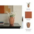 thumbnail image 3 of Elegant Pottery Vase with Handles for Living Room Decor and Home Accent - Decorative Flower Vase for Shelf, Bedroom, or Office Desk - Ideal House Decor and Table Centerpiece- 13", Brown, 3 of 10