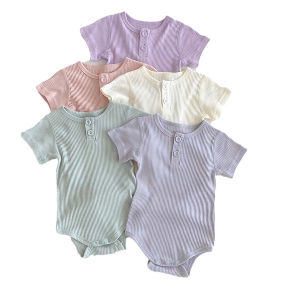 LYMAYTER 3M-24M Baby Bodysuits for Boys Girls Newborn Soft Breathable Short Sleeve Romper Infant Wear