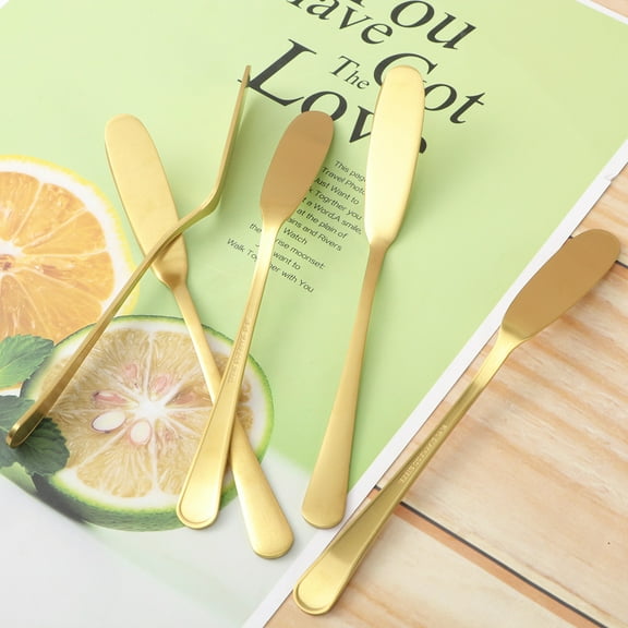 HEMOTON Golden Stainless Steel Butter Knife Set for Kitchen Use Easy Slicing and Spreading 6PCS