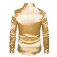 thumbnail image 3 of Camisas casuales de color sólido para hombres Camisas de manga larga con solapa brillante a la moda para hombres, 3 of 4