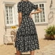 thumbnail image 5 of Vestido de manga corta de playa boho floral de gasa con cuello en V casual para mujer Fridja yut3041, 5 of 5
