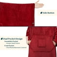 thumbnail image 3 of PAVILIA Fleece Wearable Blanket Poncho, Oversized Hoodie Adults, Dark Red, 3 of 7