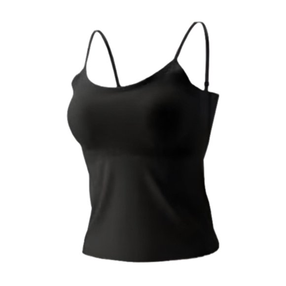 GUOOL Camisole pour Femmes Respirante Élastique Dos Nu avec Soutien-Gorge Intégré Débardeur Mince Hauts Cami Noir m