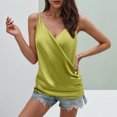 thumbnail image 4 of Lenpel Women's Satin Tank Tops Spaghetti Strap Wrap V Neck Ruched Sleeveless Blouses Casual Loose Camisole Shirts, 4 of 7
