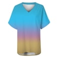 thumbnail image 5 of Yubnlvae Tie-Dye V-Neck Tee - 2024 Summer Gradient Print Casual Top (Trendy Textured Fabric | Tummy Control | Multiple Colors) (Sky Blue | XL), 5 of 6