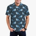 thumbnail image 5 of Yiaed Funny SharksPrint Men's Short Sleeve Polo Shirt,Golf Polo for Men Three-Button Golf Shirt Athletic Casual Collared T-Shirt- X-Large, 5 of 7