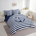 thumbnail image 3 of jejeloiu Nautical Theme Bedding Comforter Set 7-Piece,Ocean Ship Anchor King Bedding Sets,Blue Geometric Stripes Bed Sheets For Boys Teens,Luxury Bedroom Decor Reversible, 3 of 8