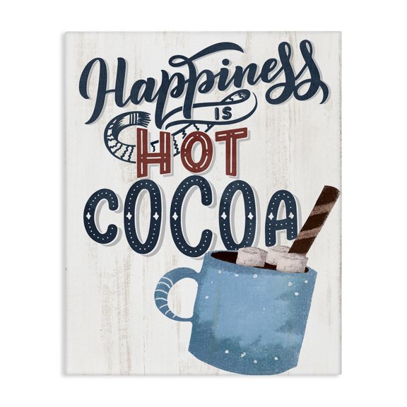 Stupell Industries Farmhouse Happiness Is Hot Cocoa Canvas Art, 16 x 20, by Kim Allen