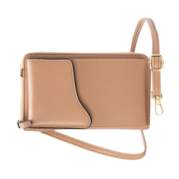 Qarigey Bolso de teléfono para mujer Hombro ajustable Monedero de cuero Decoración Tarjeta Monedero Bolsa Bolsas de mensajero y de hombro Albaricoque Qarigey AP002884-06