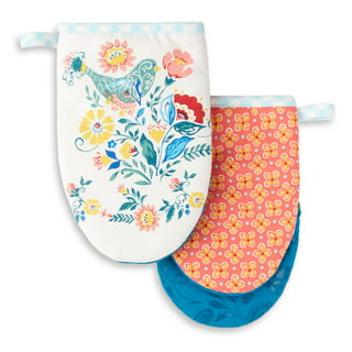 Pioneer Woman Painterly Floral Oven Mitt Farmhouse Country Cotton Red  7x13 NWT